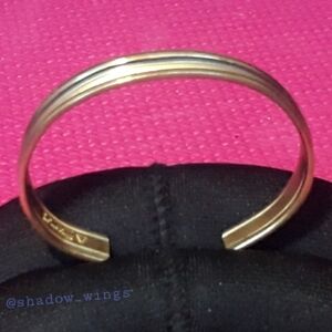 Vintage Sergio Lub California Mixed Metal Open Cuff Bracelet - Small Brass Cuff